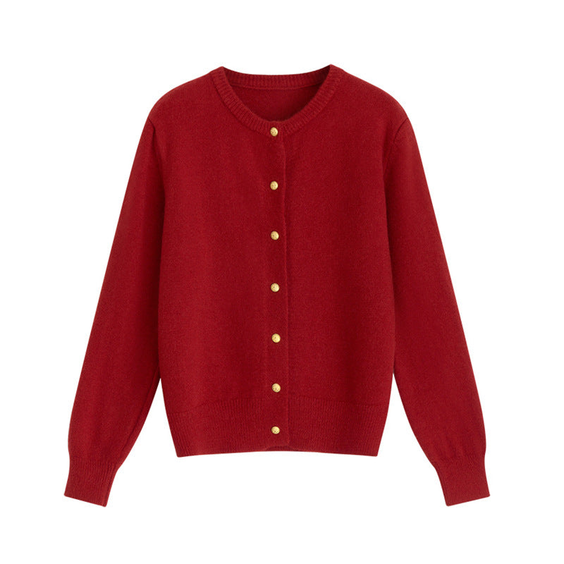 Claire – retro cardigan vest met gouden knopen en klassieke snit
