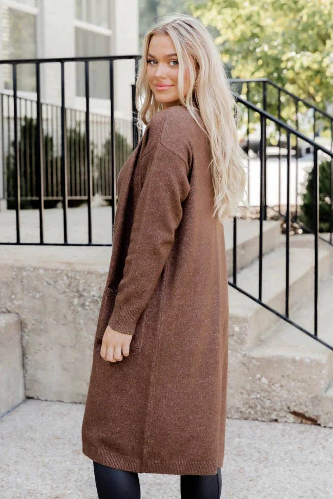 Marise – Lange Dames Cardigan Vest Met Open-Front Ontwerp