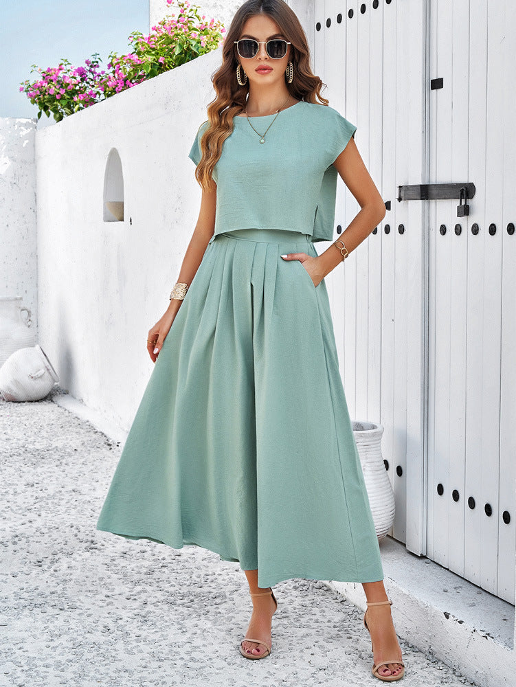 Sophie – zomerset van katoen-polyester met subtiele ruffle details