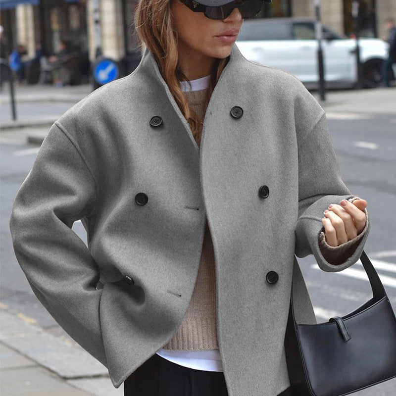 Sable – oversized double-breasted jas van zachte wolmix