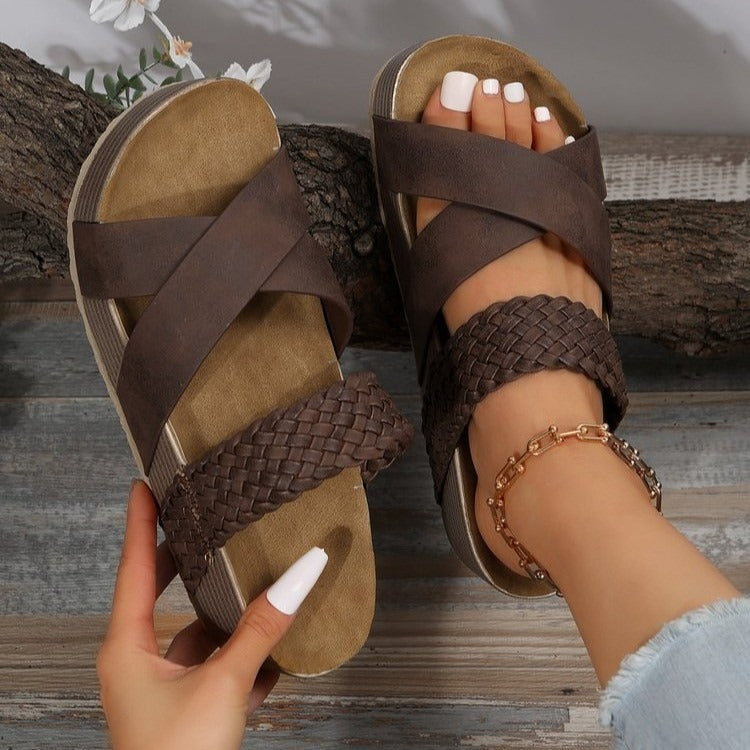 Mira – Sandalen met geweven band en platformzool
