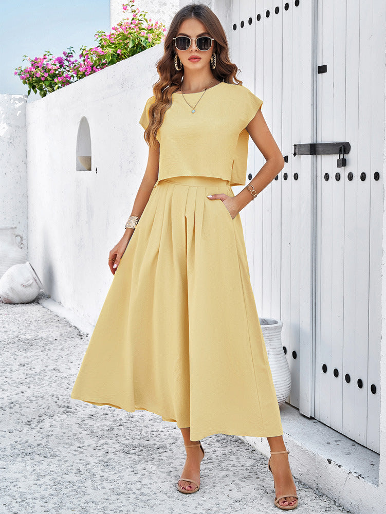 Sophie – zomerset van katoen-polyester met subtiele ruffle details