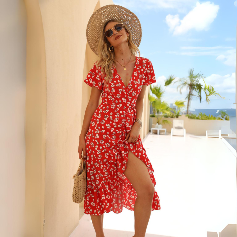 Lisa - Luchtige Midi Bloemenprint Zomerjurk