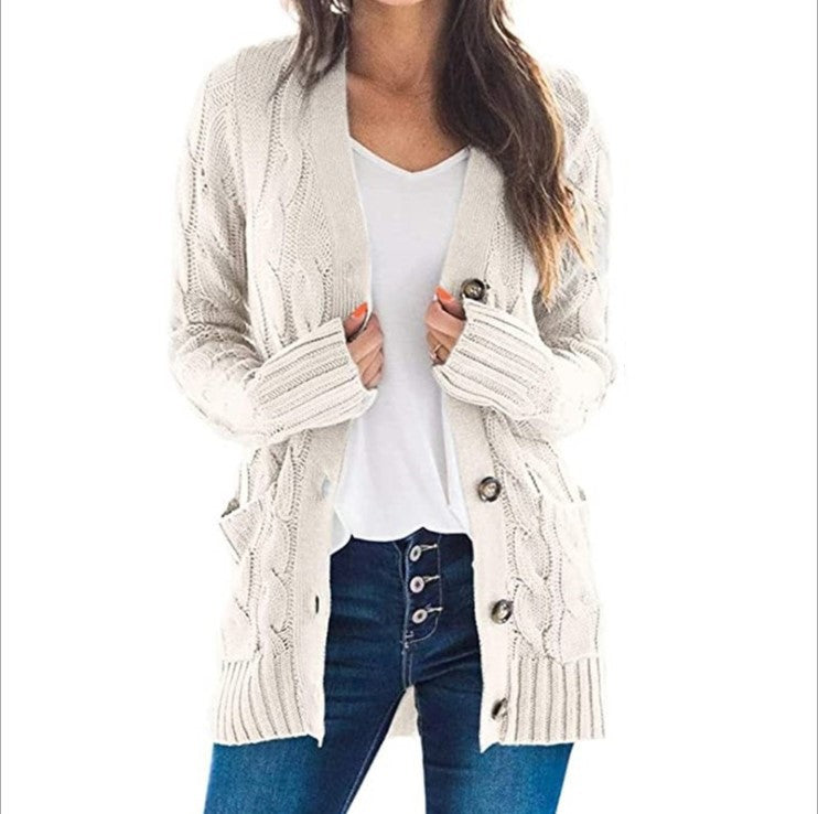 Emma – gebreide dames cardigan vest met lange mouwen