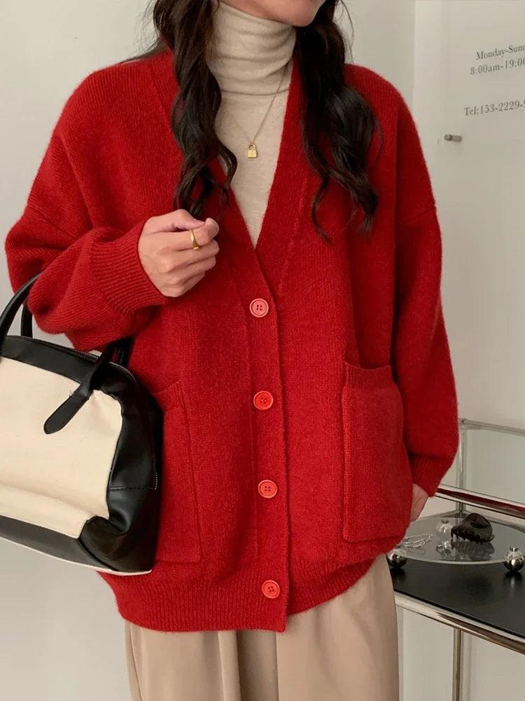 Tess – oversized cardigan met diepe V-hals