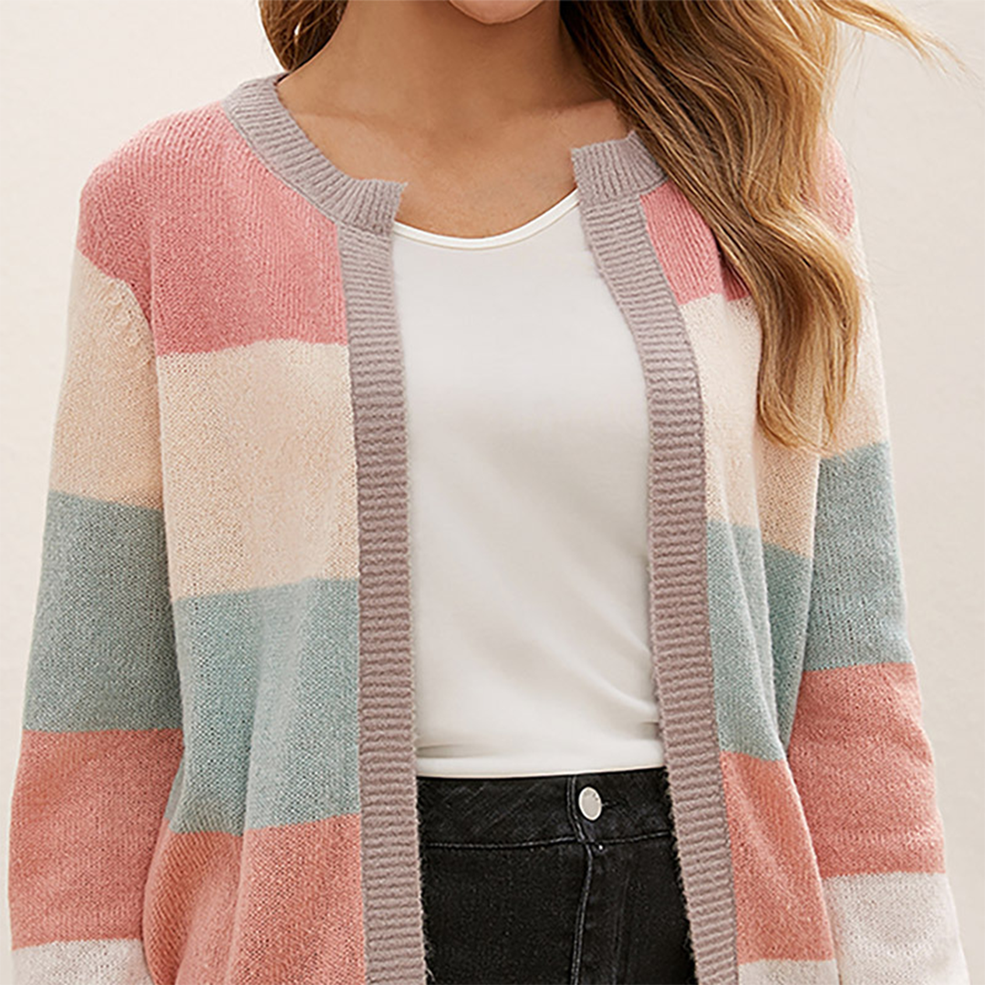Estelle – comfortabel gebreid vest met V-hals en lange mouwen