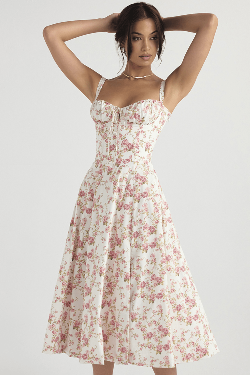 Fiona - Zomerjurk met Bustier Pasvorm en Bloemenprint
