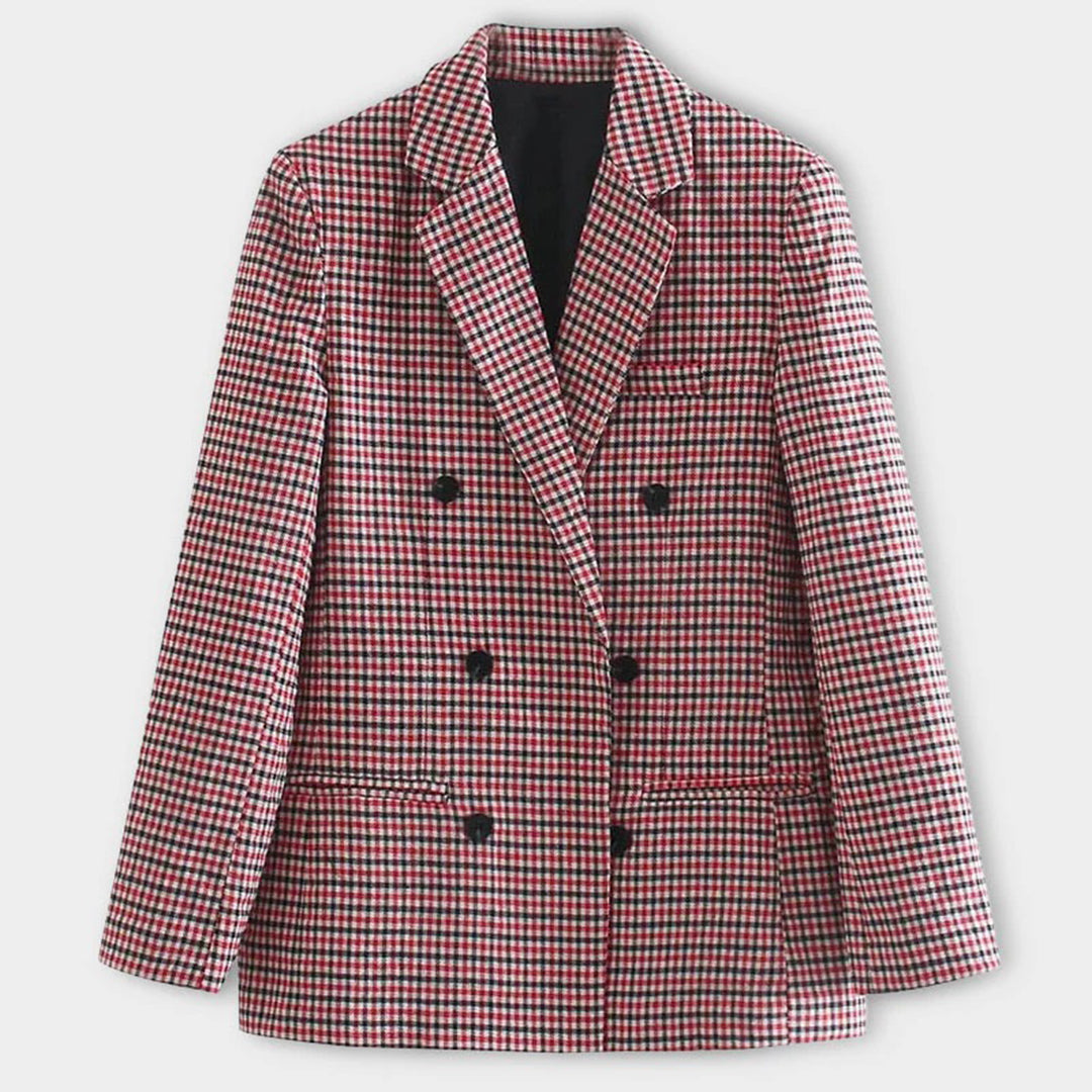 Celine – geruite damesblazer met dubbele knopen