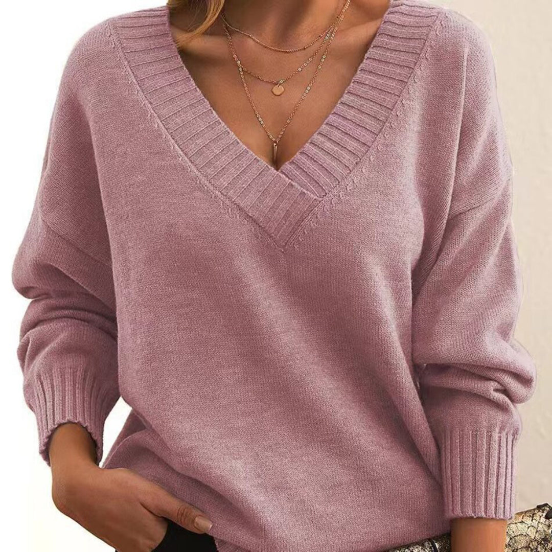 Joelle – oversized gebreide trui met v-hals