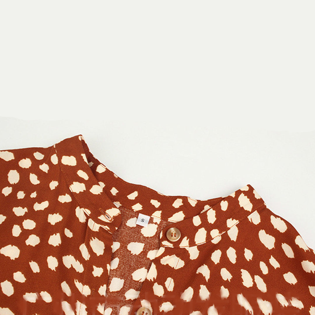 Nora – Luchtige Stippenprint Midi Zomerjurk