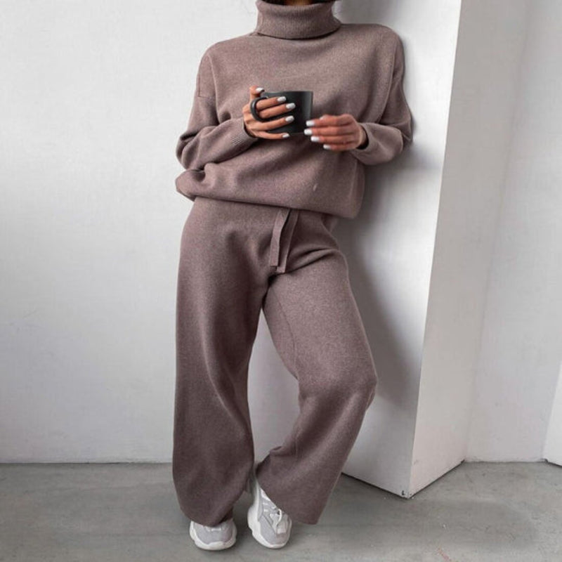 Hallie – gebreide sweater set met col en relaxte pasvorm