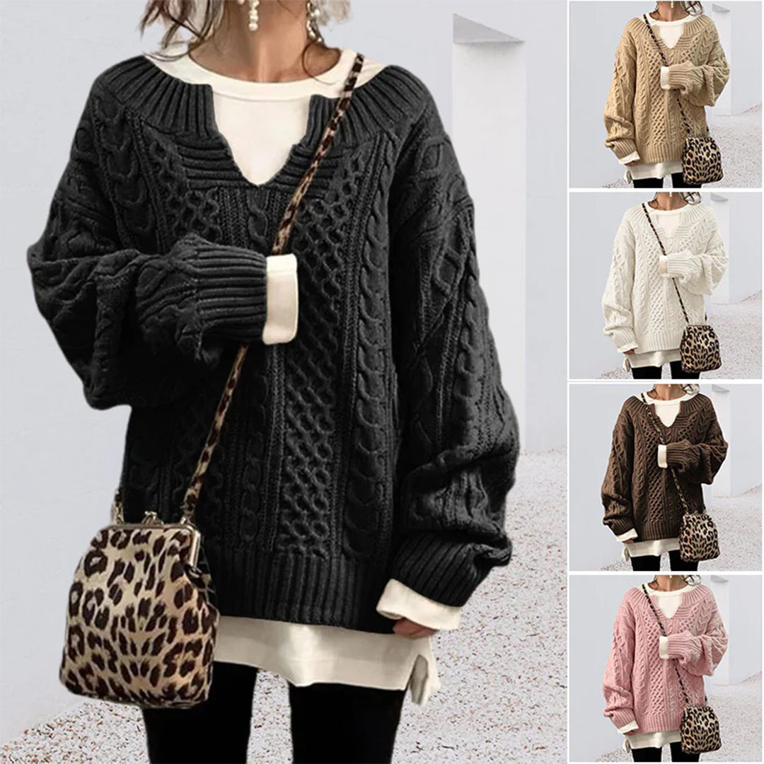 Elisa – oversized kabelgebreide trui met ronde hals