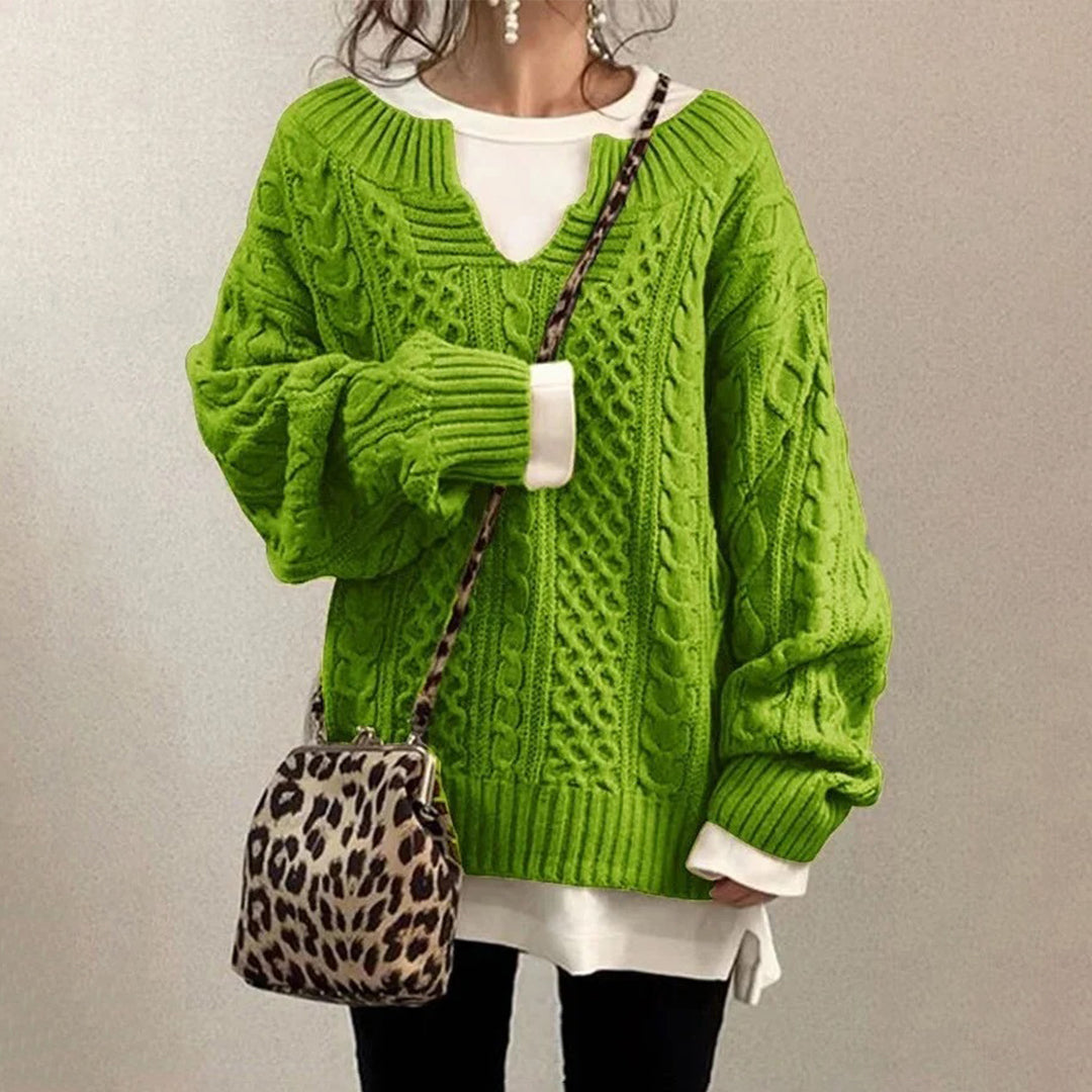 Elisa – oversized kabelgebreide trui met ronde hals