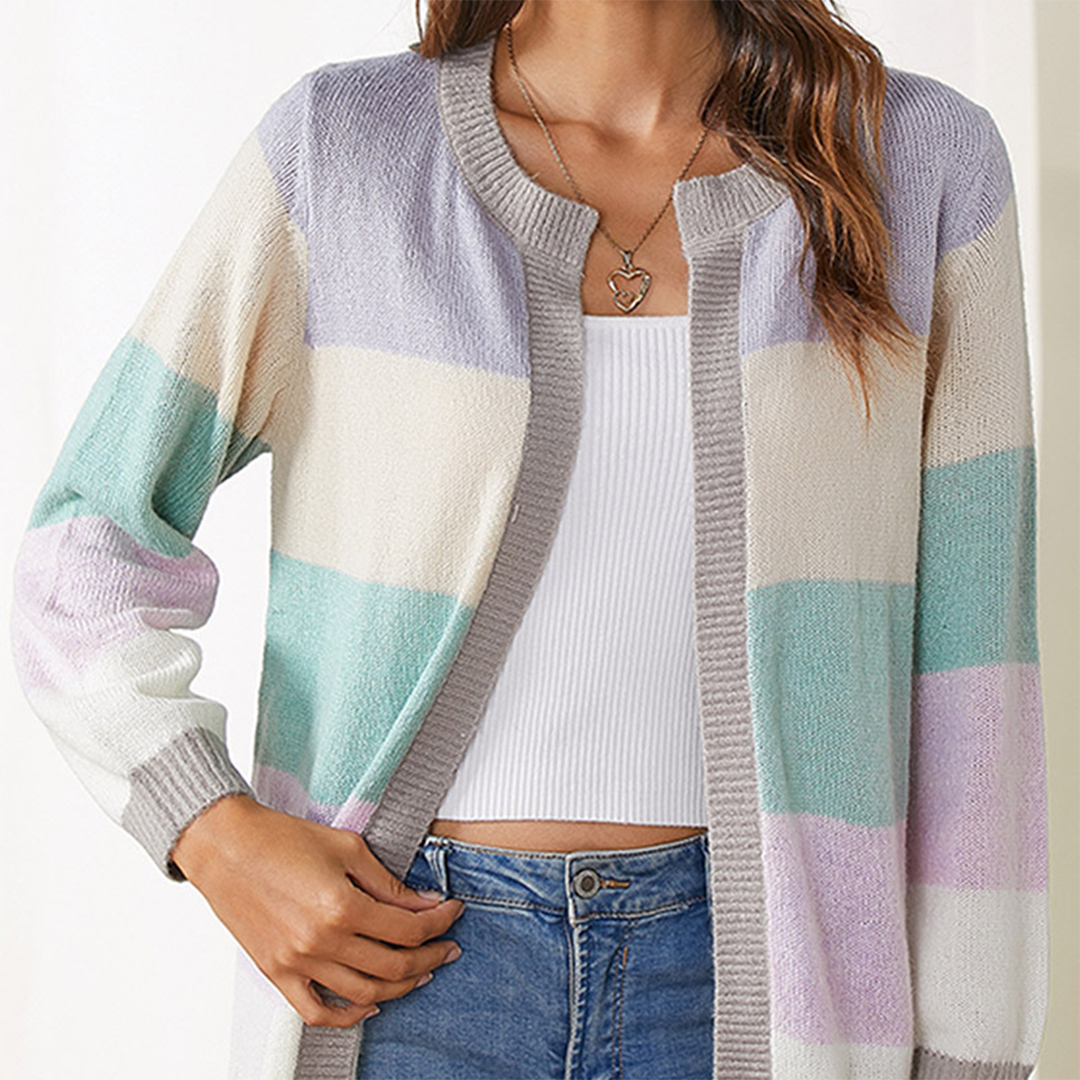 Estelle – comfortabel gebreid vest met V-hals en lange mouwen