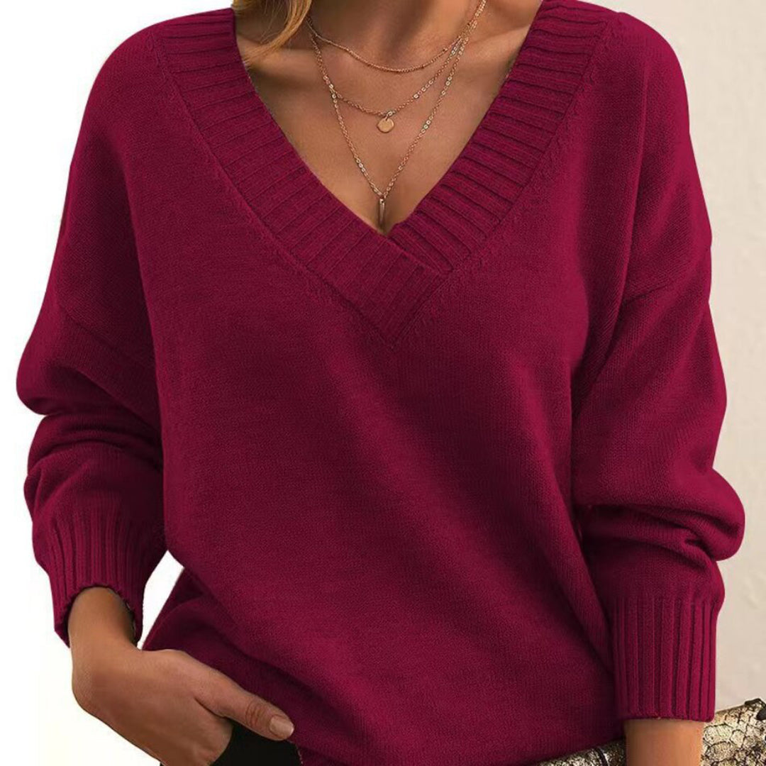 Joelle – oversized gebreide trui met v-hals