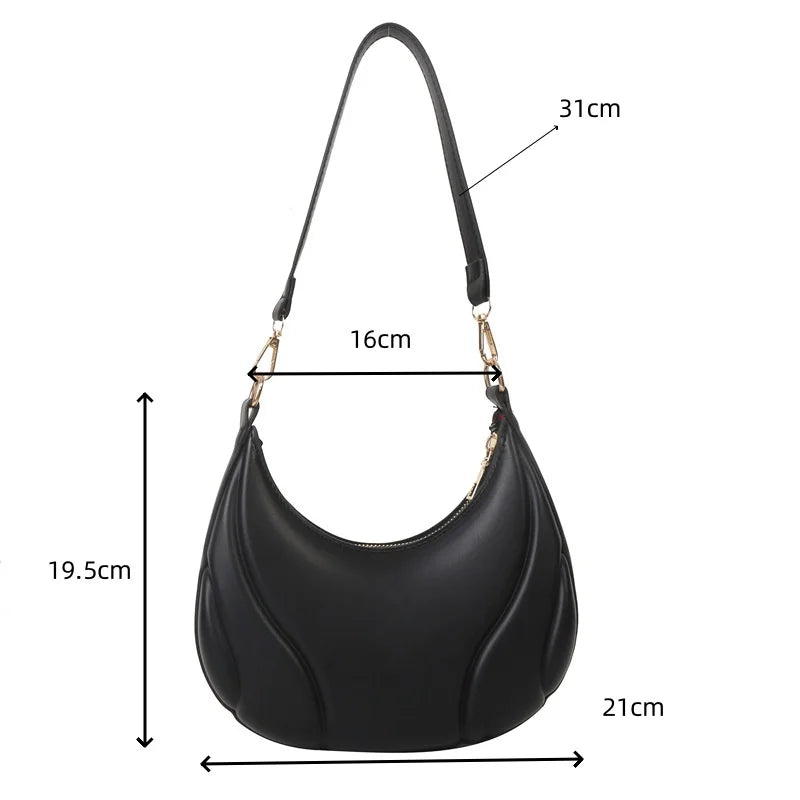 Mae – saddle schoudertas van pu leer met retro lijnen en verstelbare riem