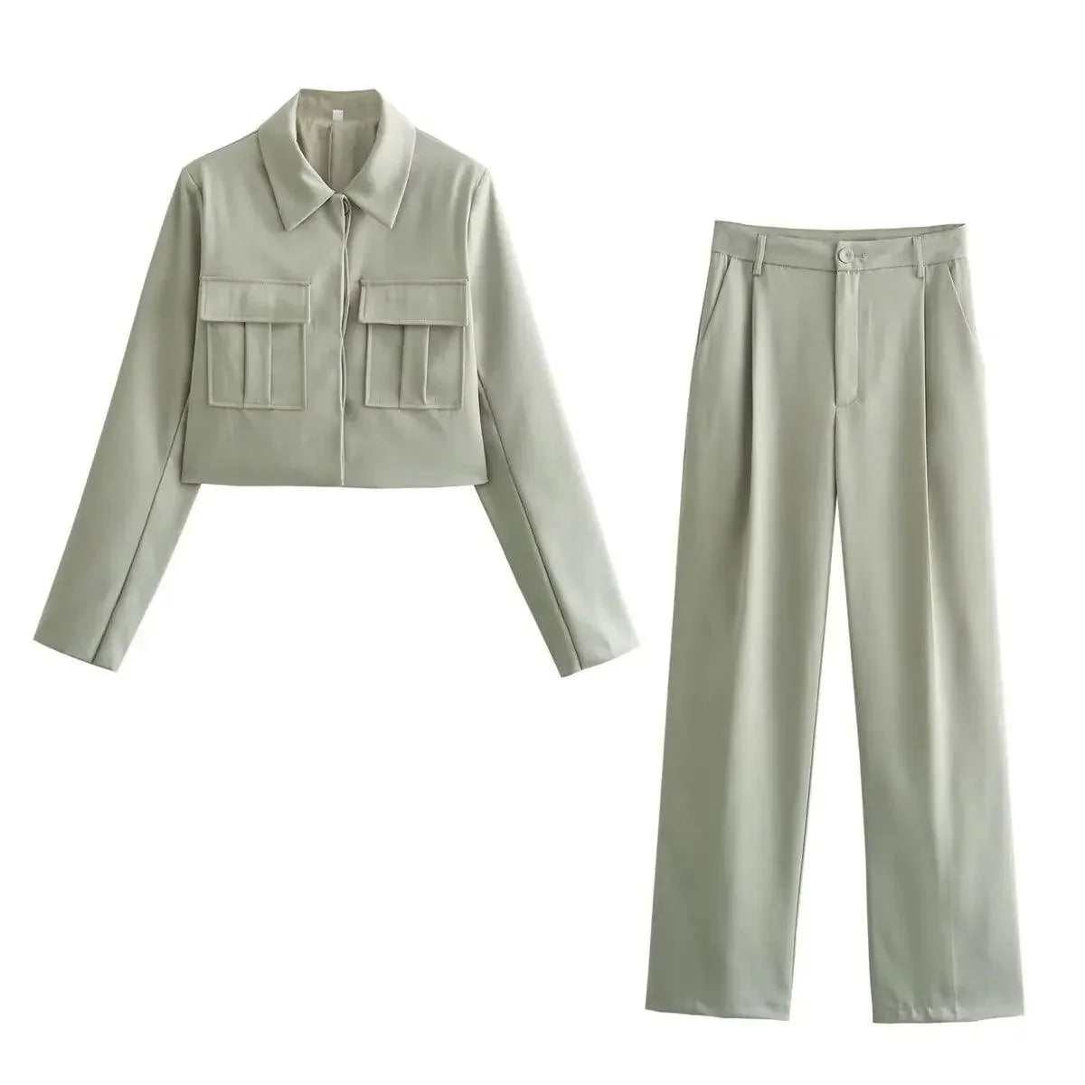 Mila – Tweedelige Dames Set Met Cropped Blazer En Hoge Taille Broek