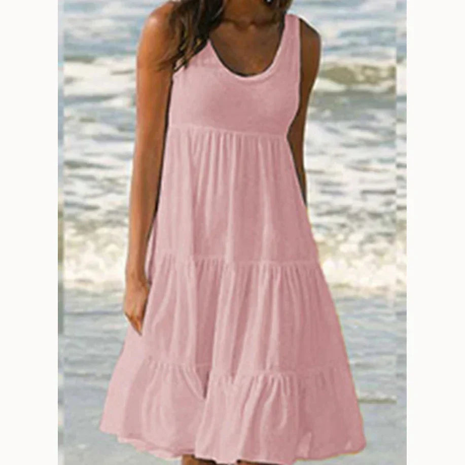 Yara – boho mini-jurk met mouwenloze snit en ruffle zoom