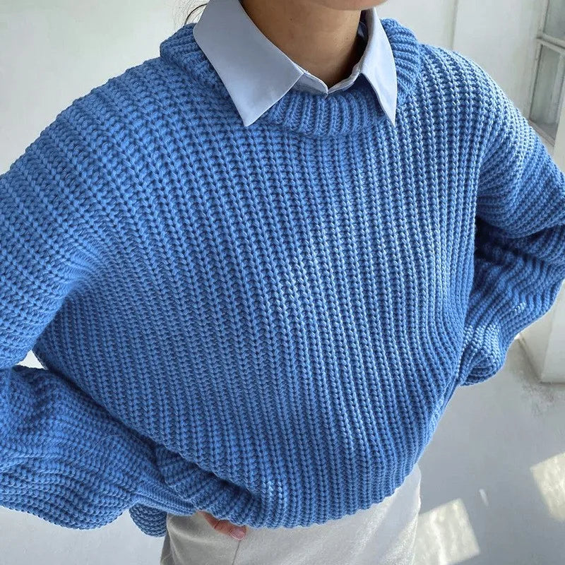 Mila – oversized gebreide trui met ronde hals