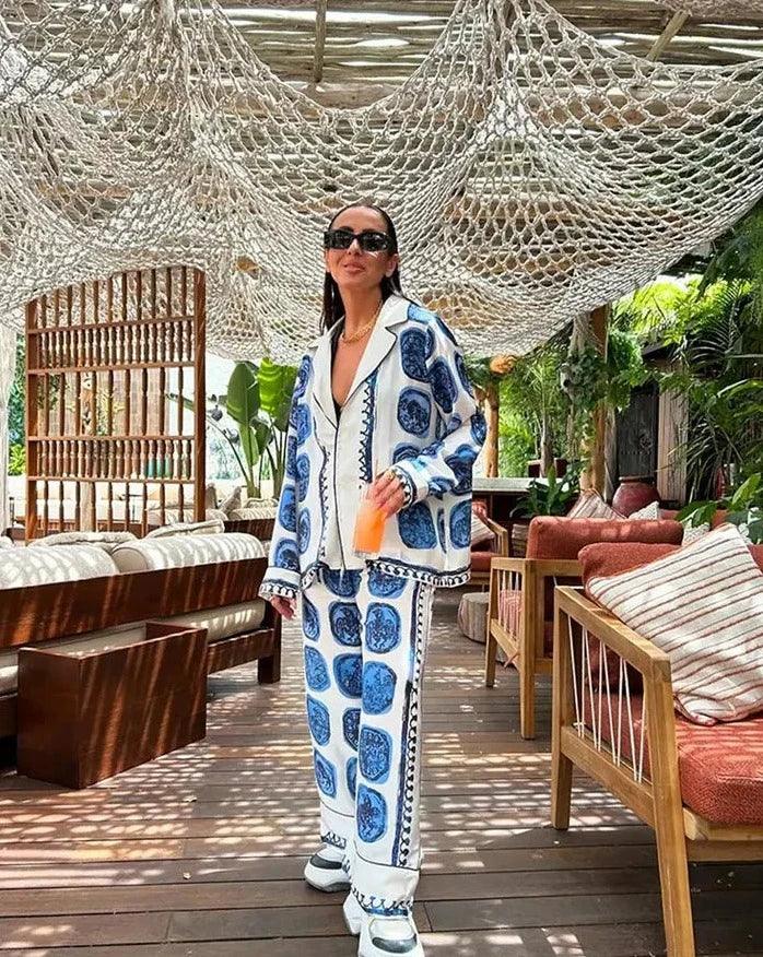Isabelle – Delftstblauwe Print Oversized Zomer Set