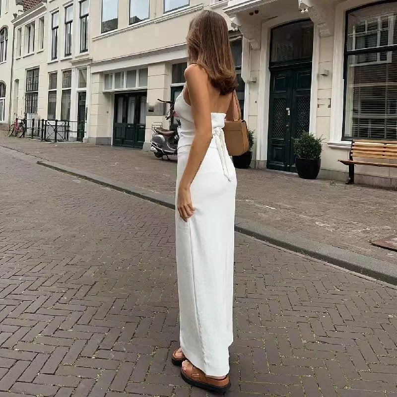 Sofie - Tweedelige Zomer Set met Haltertop en Midirok Dame