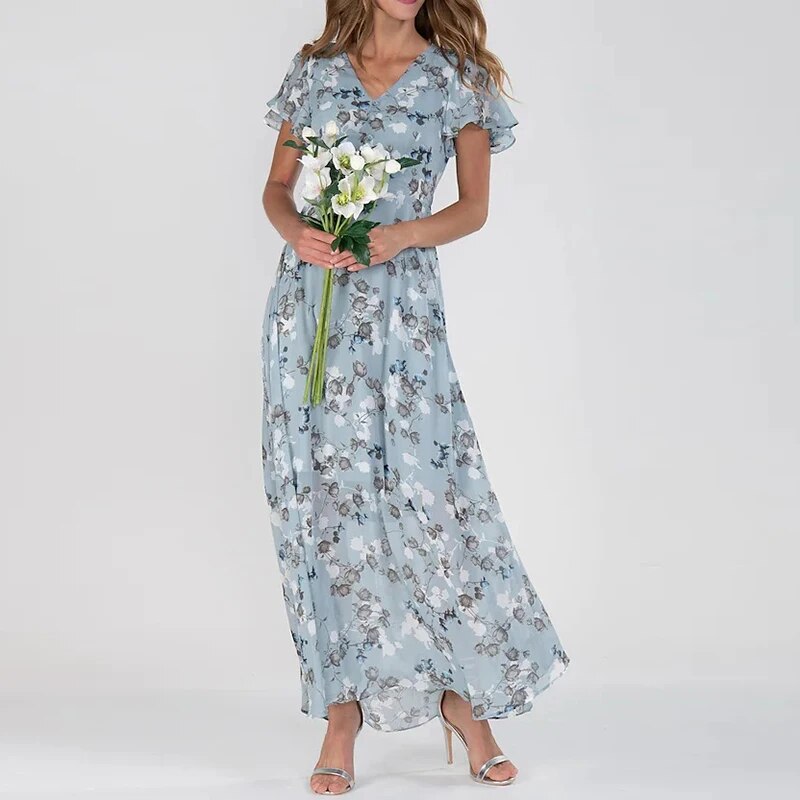 Victoria – Kleurrijke bloemenprint maxi zomer jurk