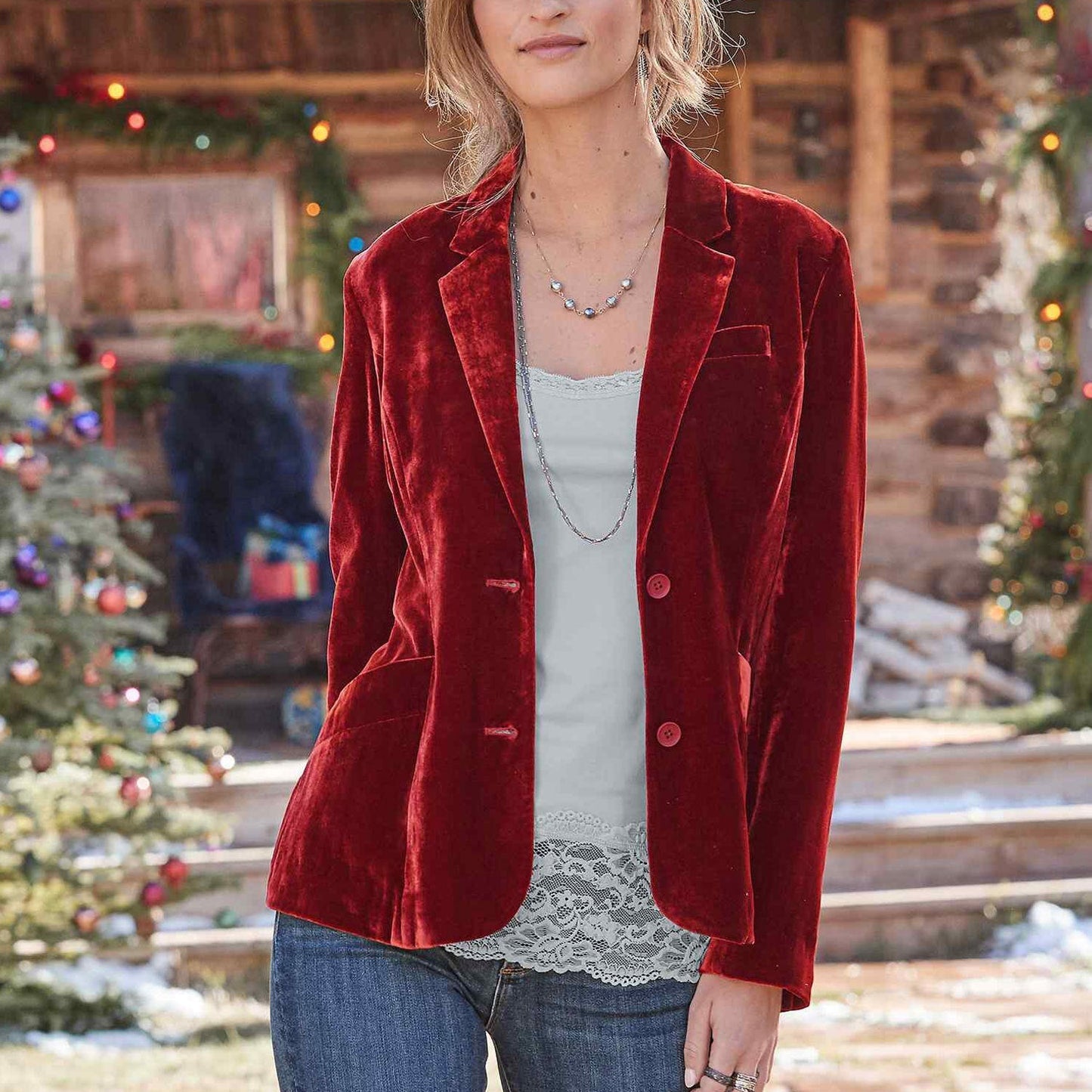 Maura – oversized blazer set in met elastische tailleband