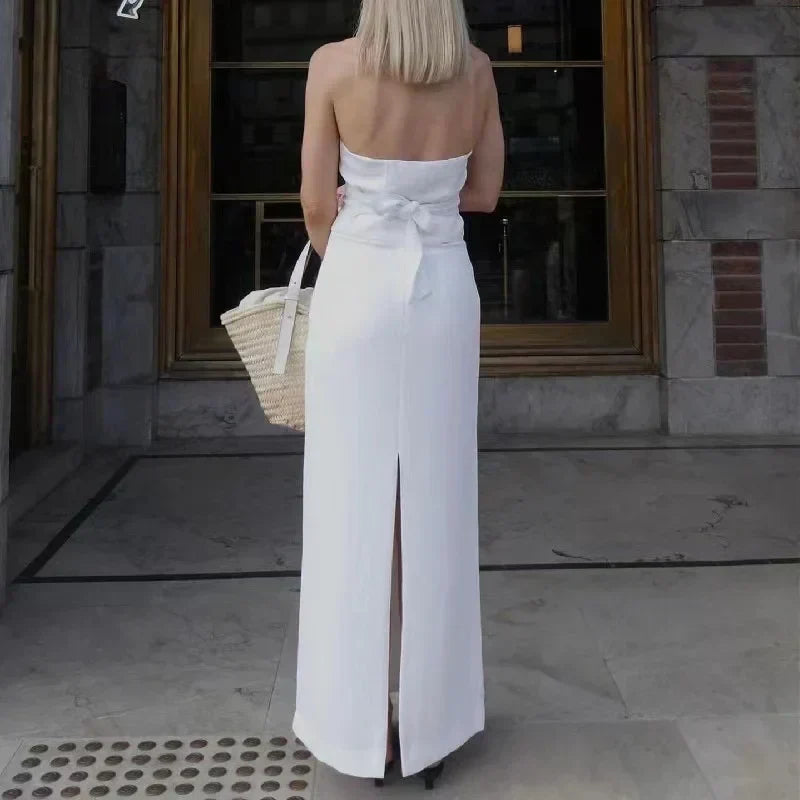 Sofie - Tweedelige Zomer Set met Haltertop en Midirok Dame