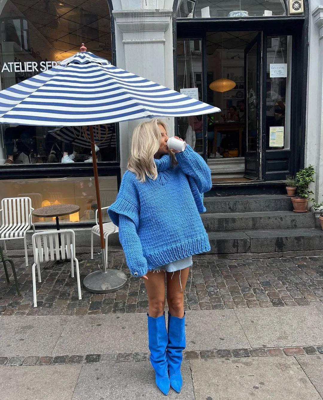 Camden – oversized gebreide trui met wijde kraag en chunky structuur