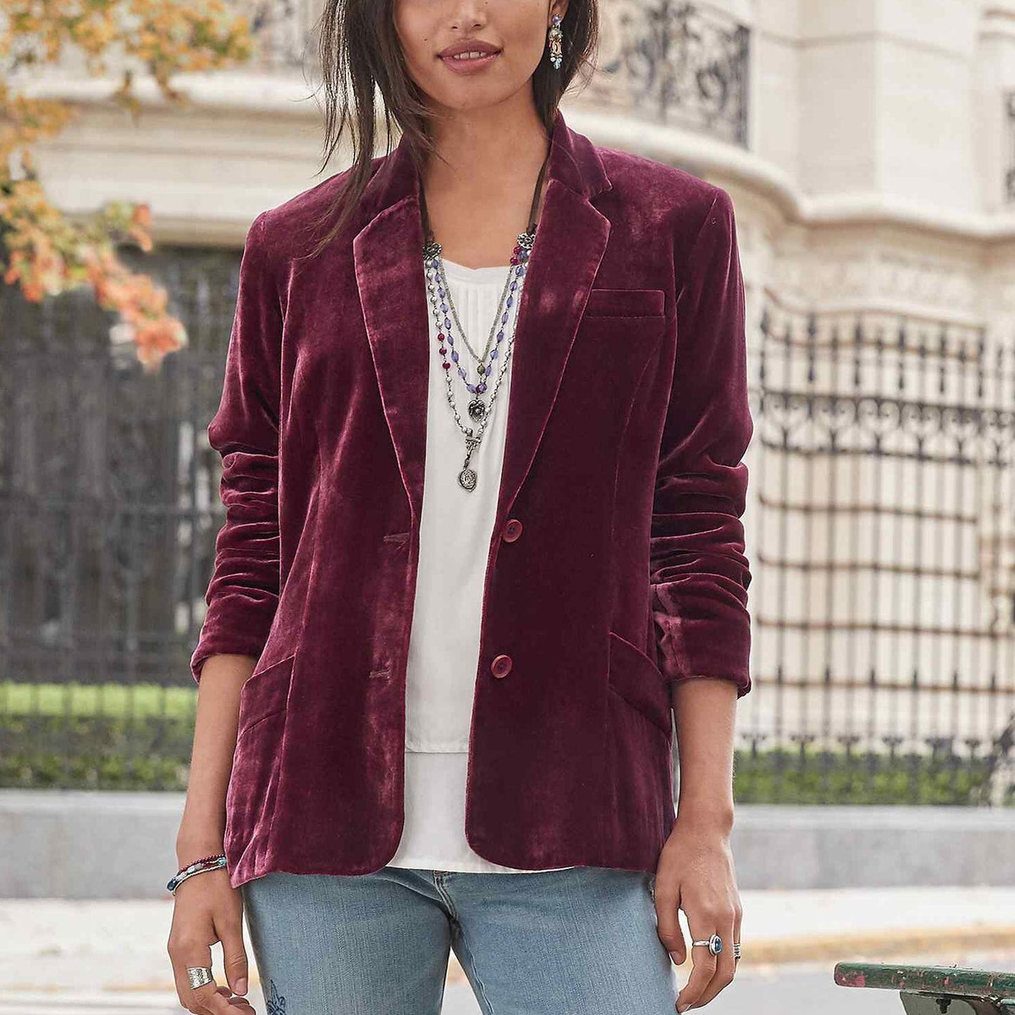 Maura – oversized blazer set in met elastische tailleband