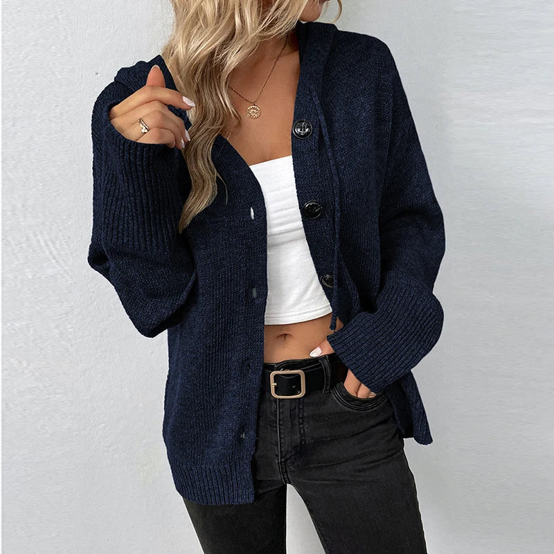 Bo – dikgebreid cardigan-vest met capuchon