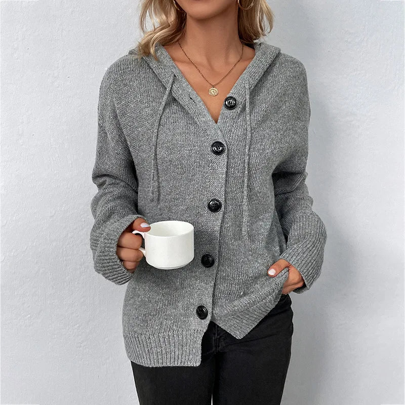 Bo – dikgebreid cardigan-vest met capuchon