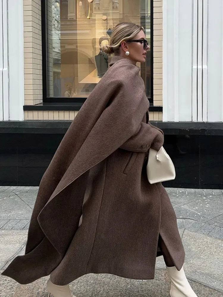 Maison – drape coat met sjaalkraag en double-breasted sluiting