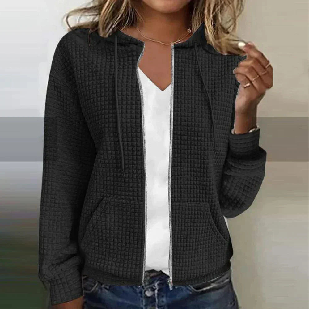 Amandine – gewatteerde dames jas van polyester met capuchon