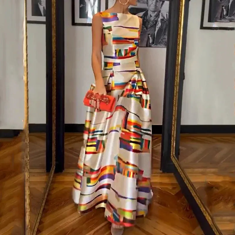 Vernice – Maxi zomerjurk met sierlijke vintage print en vloeiende snit
