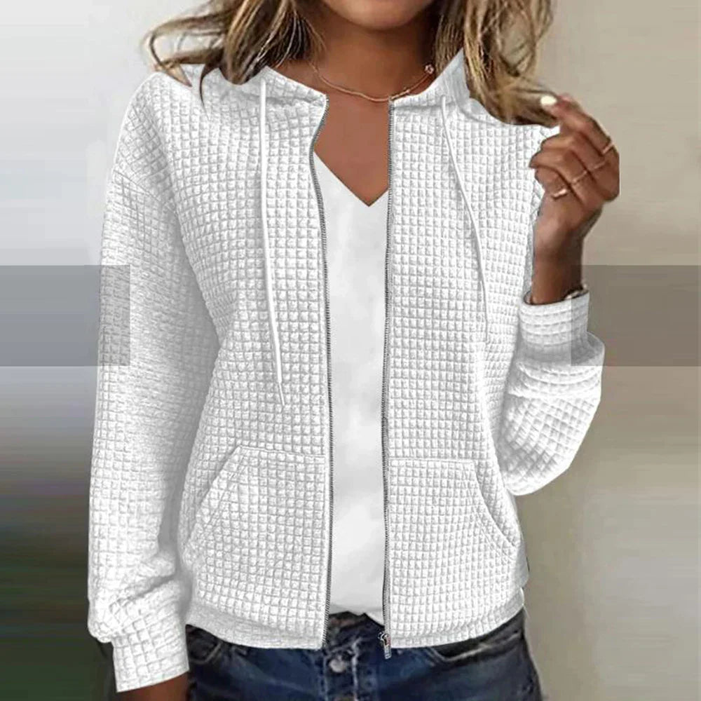 Amandine – gewatteerde dames jas van polyester met capuchon