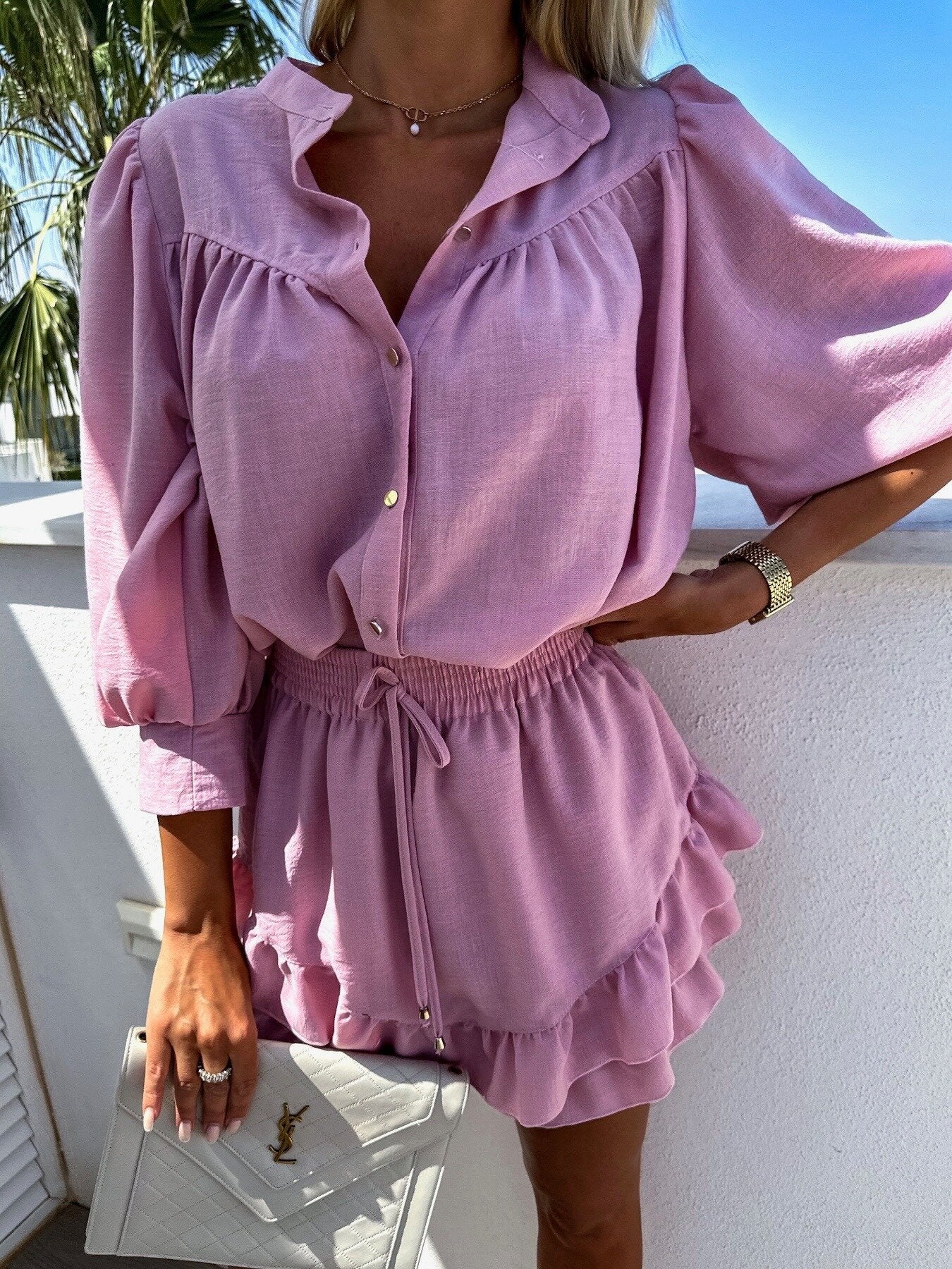 Luné – Linnen Blouse Met Rok Zomer Set