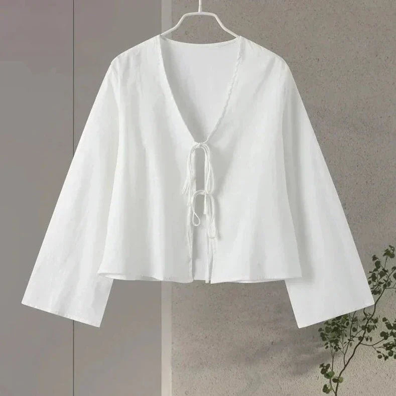 Sofia - Linnen Blouse met Striksluiting