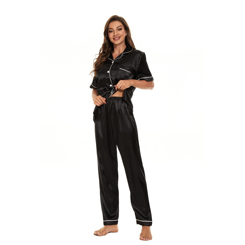 Jade – pyjamaset met V-hals en elastische taille