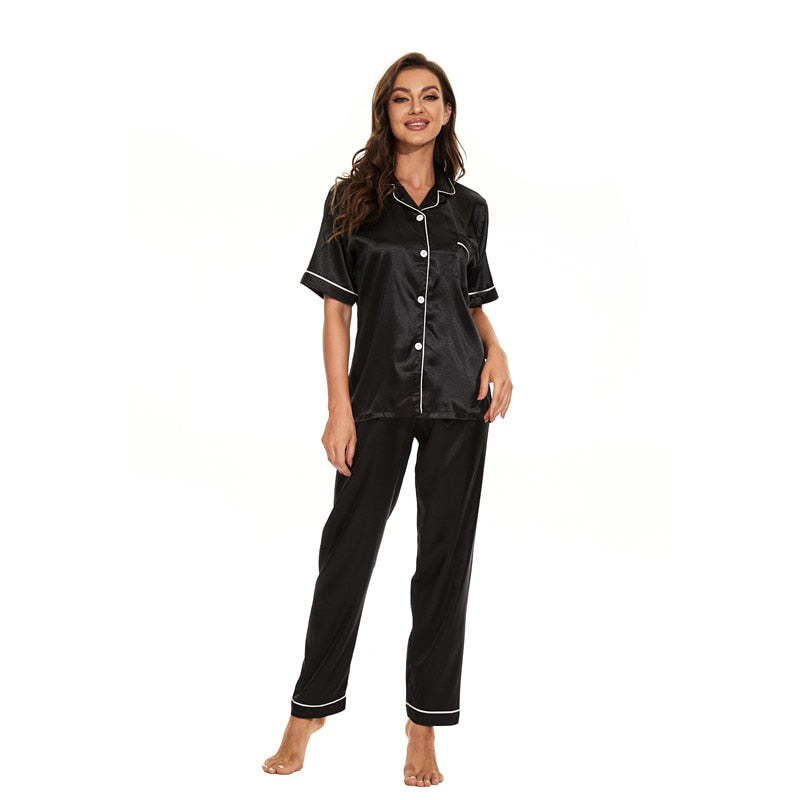 Jade – pyjamaset met V-hals en elastische taille