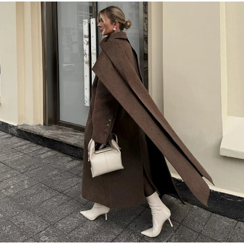 Maison – drape coat met sjaalkraag en double-breasted sluiting