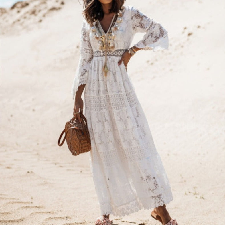 Elena - Luchtige Boho Zomerjurk Dames Met Mouwen