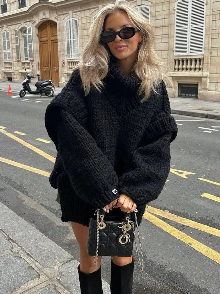 Camden – oversized gebreide trui met wijde kraag en chunky structuur
