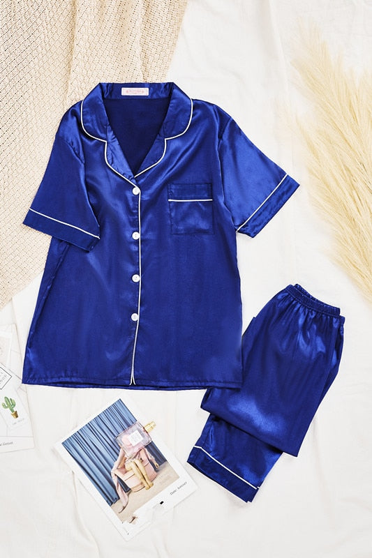 Jade – pyjamaset met V-hals en elastische taille