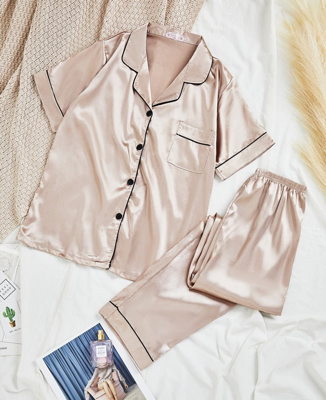 Jade – pyjamaset met V-hals en elastische taille