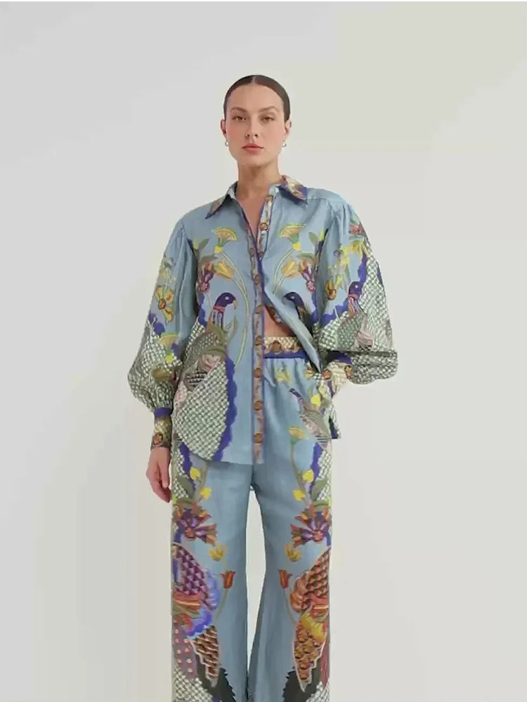 Gina – Luchtige katoenen zomer set met rechte broek en oversized top