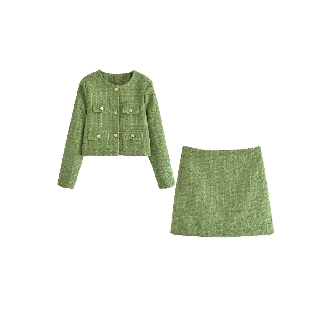 Nina - Tweed Dames Set Met Luxe Jasje en Rok