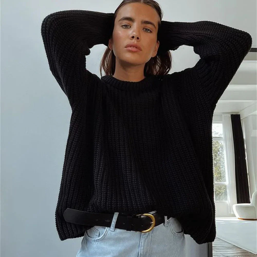 Mila – oversized gebreide trui met ronde hals