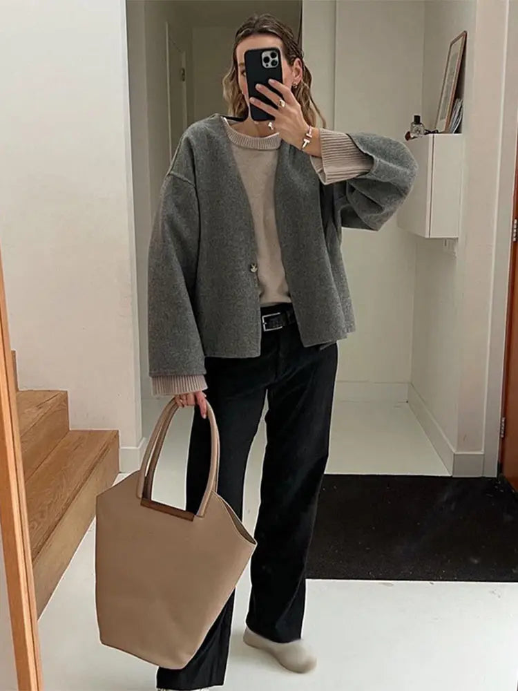 Rowan – oversized wollen jas met dropped shoulders