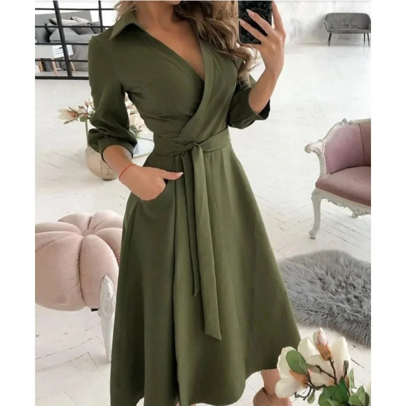 Julia – Getailleerde Maxi Wikkel Jurk Met tailleband